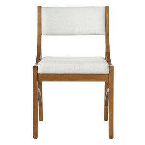 English Elm Fabric Upholstered Mid-Century Dining Chairs with Rubberwood Frame and Curved Back Set of 2 Beige, Walnut N768P466350W