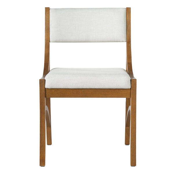 English Elm Fabric Upholstered Mid-Century Dining Chairs with Rubberwood Frame and Curved Back Set of 2 Beige, Walnut N768P466350W