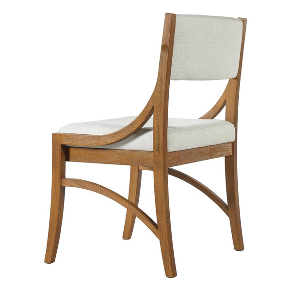 English Elm Fabric Upholstered Mid-Century Dining Chairs with Rubberwood Frame and Curved Back Set of 2 Beige, Walnut N768P466350W