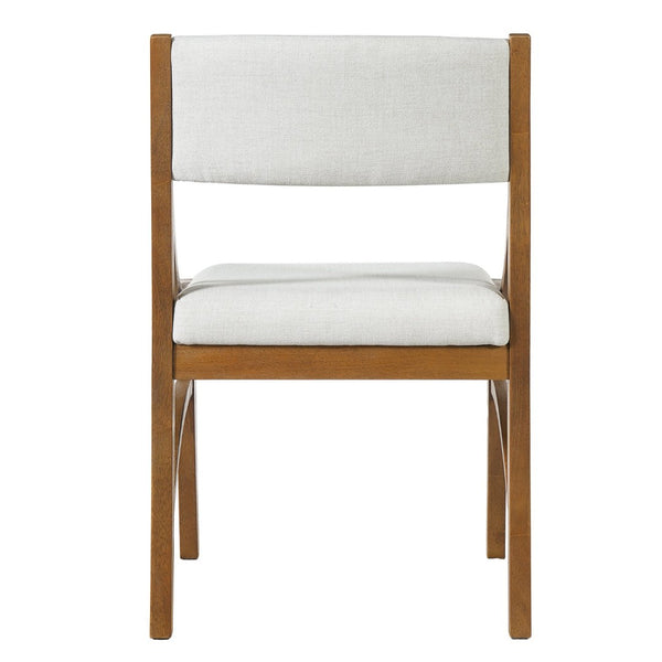 English Elm Fabric Upholstered Mid-Century Dining Chairs with Rubberwood Frame and Curved Back Set of 2 Beige, Walnut N768P466350W