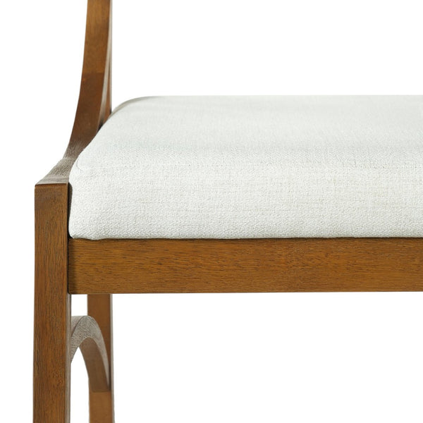 English Elm Fabric Upholstered Mid-Century Dining Chairs with Rubberwood Frame and Curved Back Set of 2 Beige, Walnut N768P466350W