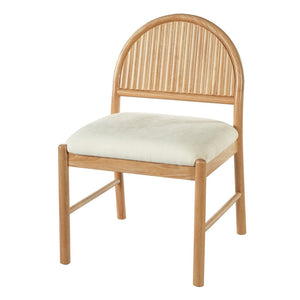 English Elm Mid-century Modern Rubberwood Dining Chairs with Curved Upholstered Back Set of 2 Natural Wood with Beige Fabric N768P466352N
