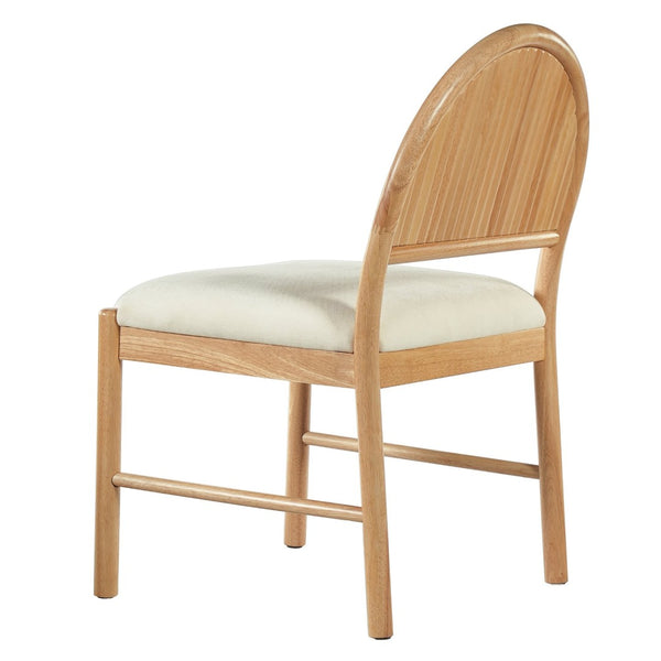 English Elm Mid-century Modern Rubberwood Dining Chairs with Curved Upholstered Back Set of 2 Natural Wood with Beige Fabric N768P466352N
