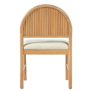 English Elm Mid-century Modern Rubberwood Dining Chairs with Curved Upholstered Back Set of 2 Natural Wood with Beige Fabric N768P466352N