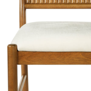 English Elm Mid-century Modern Rubberwood Dining Chairs with Curved Upholstered Back Set of 2 Walnut with Beige Fabric N768P466352W