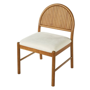 English Elm Mid-century Modern Rubberwood Dining Chairs with Curved Upholstered Back Set of 2 Walnut with Beige Fabric N768P466352W