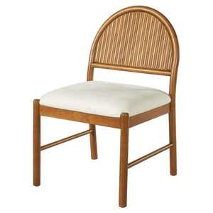 English Elm Mid-century Modern Rubberwood Dining Chairs with Curved Upholstered Back Set of 2 Walnut with Beige Fabric N768P466352W