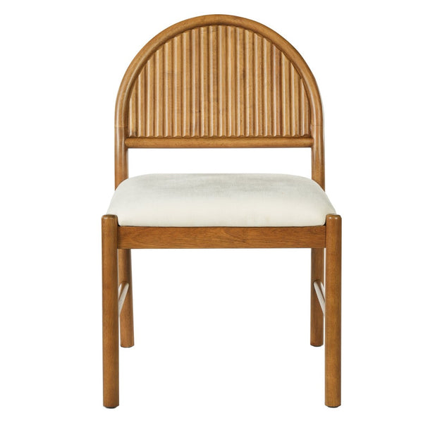 English Elm Mid-century Modern Rubberwood Dining Chairs with Curved Upholstered Back Set of 2 Walnut with Beige Fabric N768P466352W
