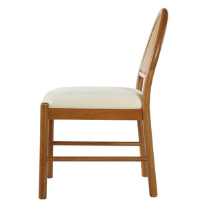 English Elm Mid-century Modern Rubberwood Dining Chairs with Curved Upholstered Back Set of 2 Walnut with Beige Fabric N768P466352W