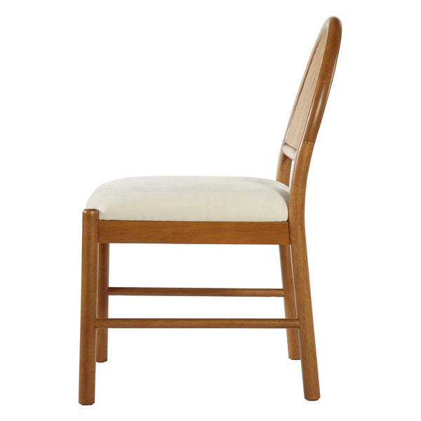 English Elm Mid-century Modern Rubberwood Dining Chairs with Curved Upholstered Back Set of 2 Walnut with Beige Fabric N768P466352W