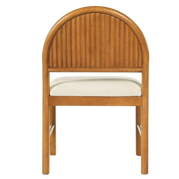 English Elm Mid-century Modern Rubberwood Dining Chairs with Curved Upholstered Back Set of 2 Walnut with Beige Fabric N768P466352W
