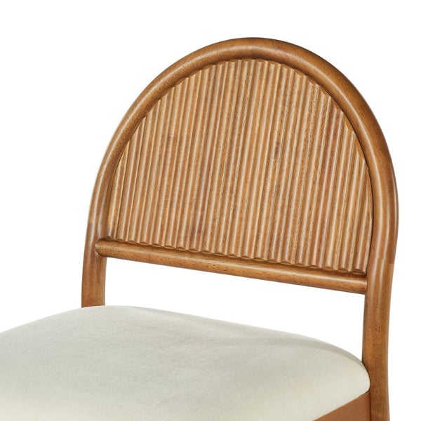 English Elm Mid-century Modern Rubberwood Dining Chairs with Curved Upholstered Back Set of 2 Walnut with Beige Fabric N768P466352W