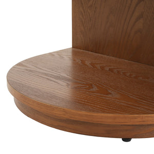 English Elm Mid-century Walnut Fluted Drawer Side Table with Open Shelf for Bedroom or Living Room N768P476676L