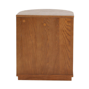 English Elm Mid-century Walnut Fluted Drawer Side Table with Open Shelf for Bedroom or Living Room N768P476676L