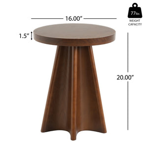 English Elm Flower Petal Solid Pine Round End Table Sculptural Walnut Accent for Any Room N768P476677W