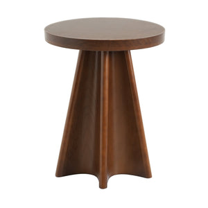 English Elm Flower Petal Solid Pine Round End Table Sculptural Walnut Accent for Any Room N768P476677W