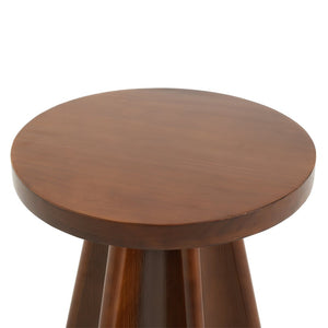 English Elm Flower Petal Solid Pine Round End Table Sculptural Walnut Accent for Any Room N768P476677W