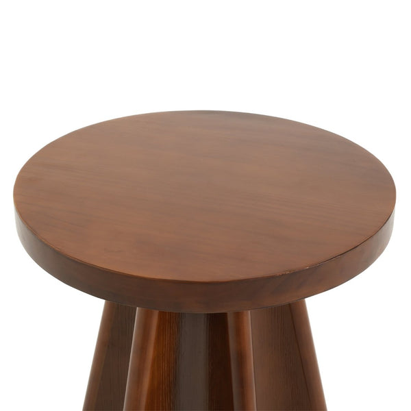 English Elm Flower Petal Solid Pine Round End Table Sculptural Walnut Accent for Any Room N768P476677W