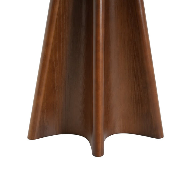 English Elm Flower Petal Solid Pine Round End Table Sculptural Walnut Accent for Any Room N768P476677W