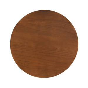 English Elm Flower Petal Solid Pine Round End Table Sculptural Walnut Accent for Any Room N768P476677W