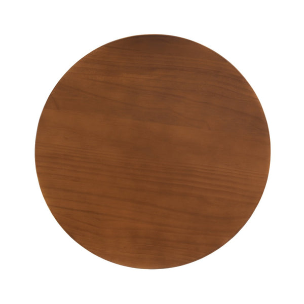 English Elm Flower Petal Solid Pine Round End Table Sculptural Walnut Accent for Any Room N768P476677W