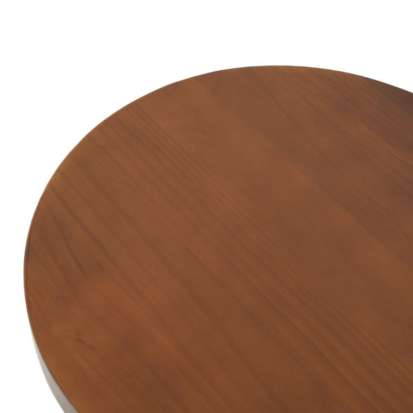 English Elm Flower Petal Solid Pine Round End Table Sculptural Walnut Accent for Any Room N768P476677W
