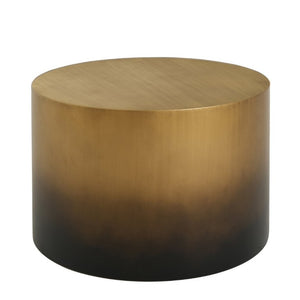 English Elm Iron Drum Coffee Table Handcrafted Ombre Antique Brass to Matte Black Modern Accent N768P476693A