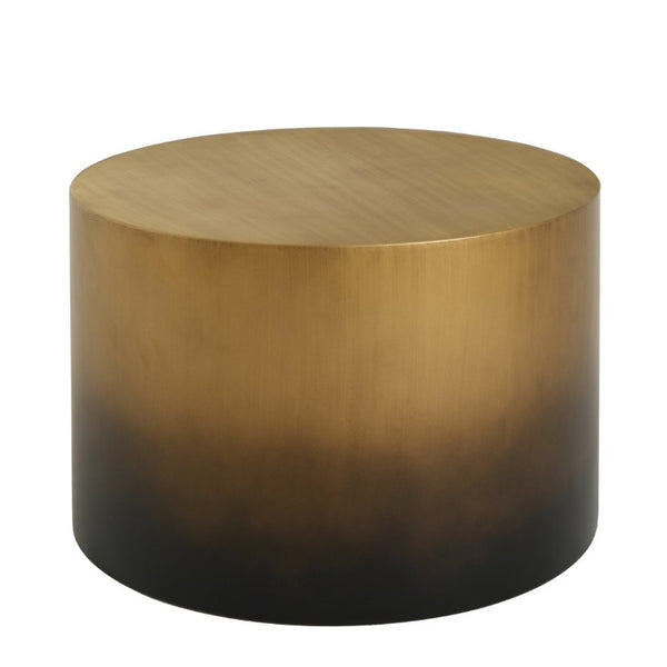 English Elm Iron Drum Coffee Table Handcrafted Ombre Antique Brass to Matte Black Modern Accent N768P476693A