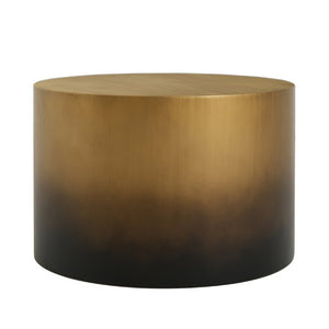 English Elm Iron Drum Coffee Table Handcrafted Ombre Antique Brass to Matte Black Modern Accent N768P476693A