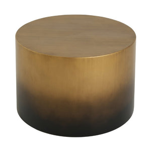 English Elm Iron Drum Coffee Table Handcrafted Ombre Antique Brass to Matte Black Modern Accent N768P476693A