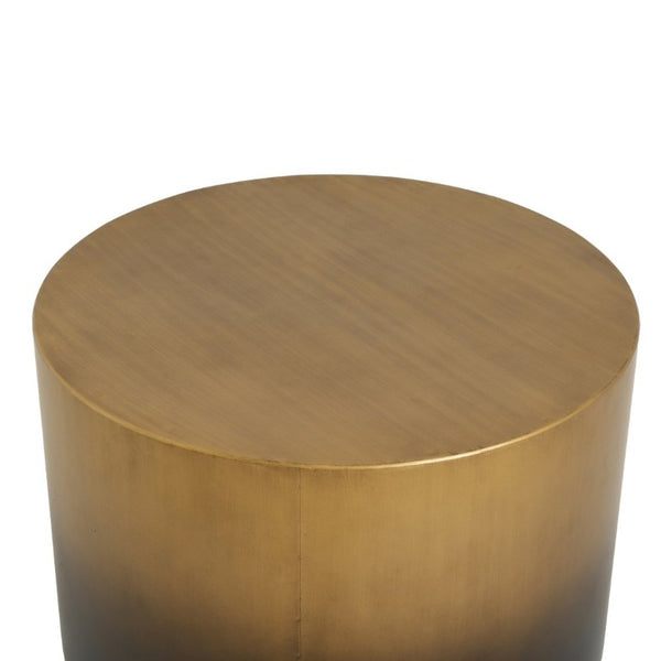 English Elm Iron Drum Coffee Table Handcrafted Ombre Antique Brass to Matte Black Modern Accent N768P476693A