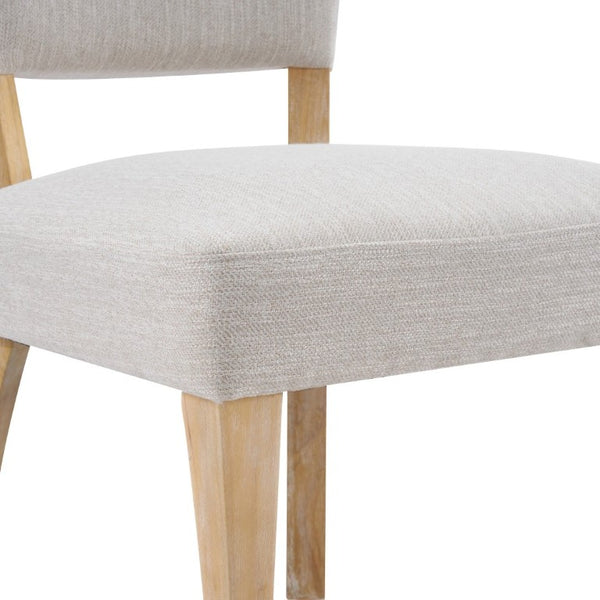 English Elm Solid Rubberwood Upholstered Dining Chairs Set of 2 with Curved Legs and Linen Blend Seat Beige+Natural N768P478308N