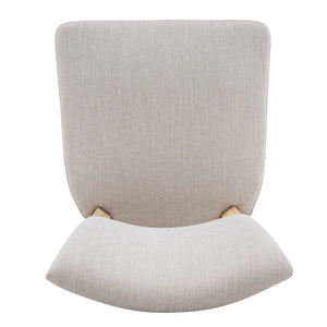 English Elm Solid Rubberwood Upholstered Dining Chairs Set of 2 with Curved Legs and Linen Blend Seat Beige+Natural N768P478308N