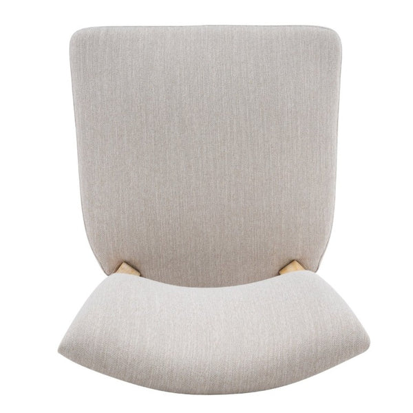 English Elm Solid Rubberwood Upholstered Dining Chairs Set of 2 with Curved Legs and Linen Blend Seat Beige+Natural N768P478308N