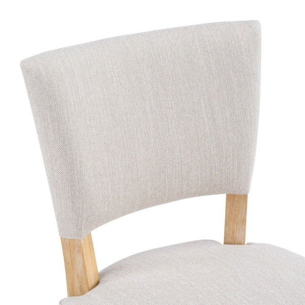 English Elm Solid Rubberwood Upholstered Dining Chairs Set of 2 with Curved Legs and Linen Blend Seat Beige+Natural N768P478308N