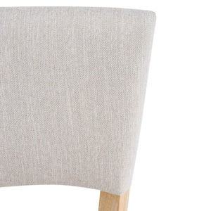 English Elm Solid Rubberwood Upholstered Dining Chairs Set of 2 with Curved Legs and Linen Blend Seat Beige+Natural N768P478308N