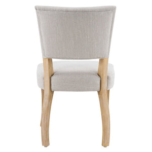 English Elm Solid Rubberwood Upholstered Dining Chairs Set of 2 with Curved Legs and Linen Blend Seat Beige+Natural N768P478308N