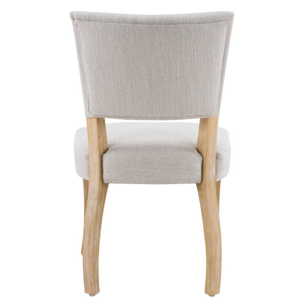 English Elm Solid Rubberwood Upholstered Dining Chairs Set of 2 with Curved Legs and Linen Blend Seat Beige+Natural N768P478308N