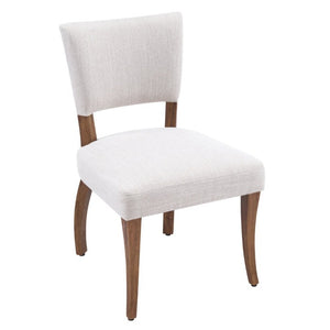 English Elm Solid Rubberwood Upholstered Dining Chairs Set of 2 with Curved Legs and Linen Blend Seat Beige+Walnut N768P478308W