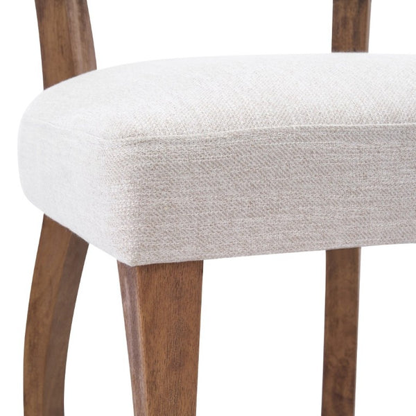 English Elm Solid Rubberwood Upholstered Dining Chairs Set of 2 with Curved Legs and Linen Blend Seat Beige+Walnut N768P478308W