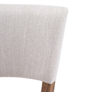 English Elm Solid Rubberwood Upholstered Dining Chairs Set of 2 with Curved Legs and Linen Blend Seat Beige+Walnut N768P478308W