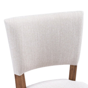 English Elm Solid Rubberwood Upholstered Dining Chairs Set of 2 with Curved Legs and Linen Blend Seat Beige+Walnut N768P478308W