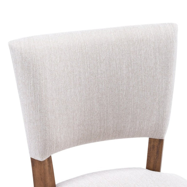 English Elm Solid Rubberwood Upholstered Dining Chairs Set of 2 with Curved Legs and Linen Blend Seat Beige+Walnut N768P478308W