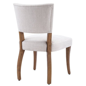 English Elm Solid Rubberwood Upholstered Dining Chairs Set of 2 with Curved Legs and Linen Blend Seat Beige+Walnut N768P478308W