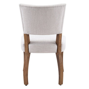 English Elm Solid Rubberwood Upholstered Dining Chairs Set of 2 with Curved Legs and Linen Blend Seat Beige+Walnut N768P478308W