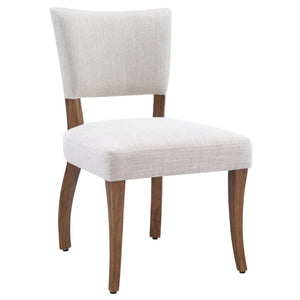 English Elm Solid Rubberwood Upholstered Dining Chairs Set of 2 with Curved Legs and Linen Blend Seat Beige+Walnut N768P478308W
