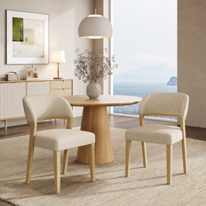 English Elm Upholstered Dining Chairs Set of 2 with Oak Rubberwood Frame for Modern Kitchens Beige/Natural N768P488804N