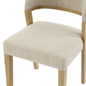 English Elm Upholstered Dining Chairs Set of 2 with Oak Rubberwood Frame for Modern Kitchens Beige/Natural N768P488804N
