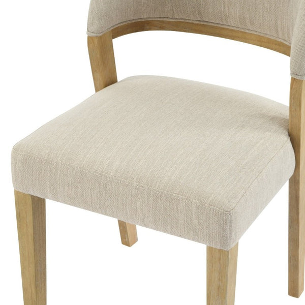 English Elm Upholstered Dining Chairs Set of 2 with Oak Rubberwood Frame for Modern Kitchens Beige/Natural N768P488804N