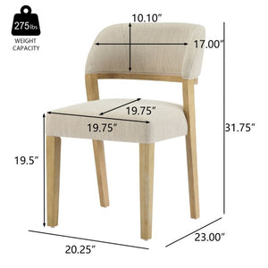 English Elm Upholstered Dining Chairs Set of 2 with Oak Rubberwood Frame for Modern Kitchens Beige/Natural N768P488804N
